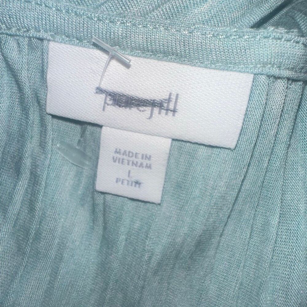 Pure Jill by J.Jill Crinkle Pleated Woven Top sea Green large petite NEW - Picture 4 of 4